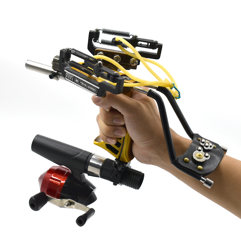 Outdoor Power Solutions - อัพเกรดมือถือโลหะ Slingshot ยางที่มีตกปลา Reel ที่มีประสิทธิภาพการล่าสัตว์และตกปลากลางแจ้ง Gadget