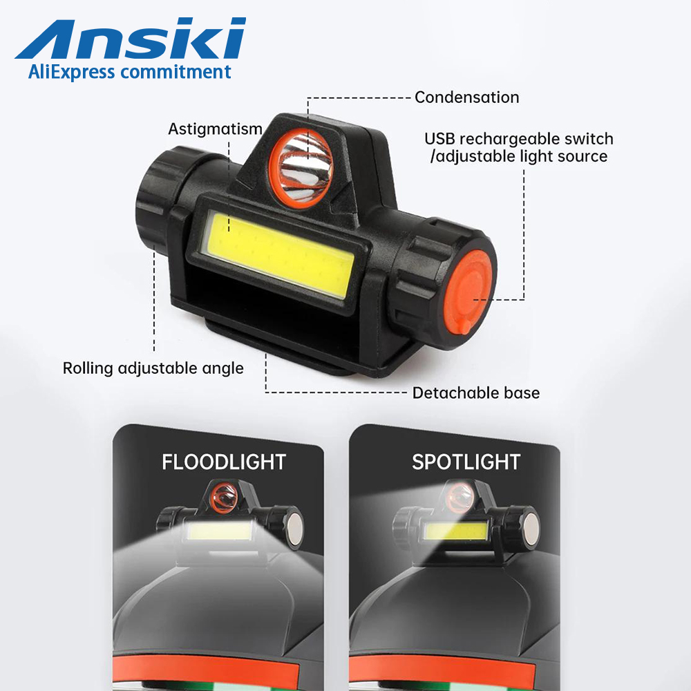 Outdoor Usb Power Supply - ฝาครอบหน้าเชื่อมโคมไฟชาร์จ USB XPE + COB ไฟหน้าอเนกประสงค์อาร์กอน