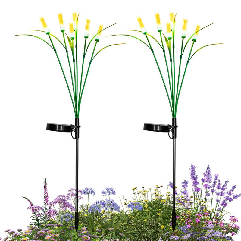 Outdoor Power Brush - ไฟสวน ไฟตกแต่งลานพลังงานแสงอาทิตย์ ชุดโคมไฟทางเดินตกแต่ง 2 ชิ้นสําหรับไฟลานกลางแจ้งสวนสนามหญ้า