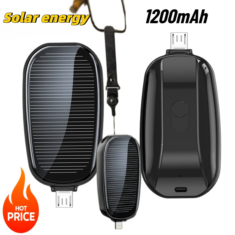 Outdoor Usb Power Outlet - พาวเวอร์แบงค์พลังงานแสงอาทิตย์ขนาดเล็ก 1200mAh แบบพกพา ใช้เป็นพวงกุญแจ ชาร์จเร็ว สำหรับใช้งานกลางแจ้ง
