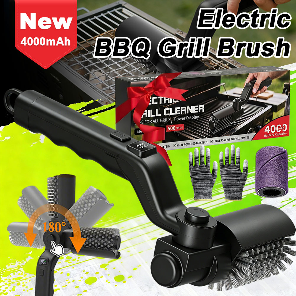 Outdoor Power Brush - แปรงทำความสะอาดเตาปิ้งย่างไฟฟ้า แปรงทำความสะอาดบาร์บีคิว ไร้สาย ชาร์จไฟได้ ปรับระดับได้ ใช้ภายนอกอาคาร