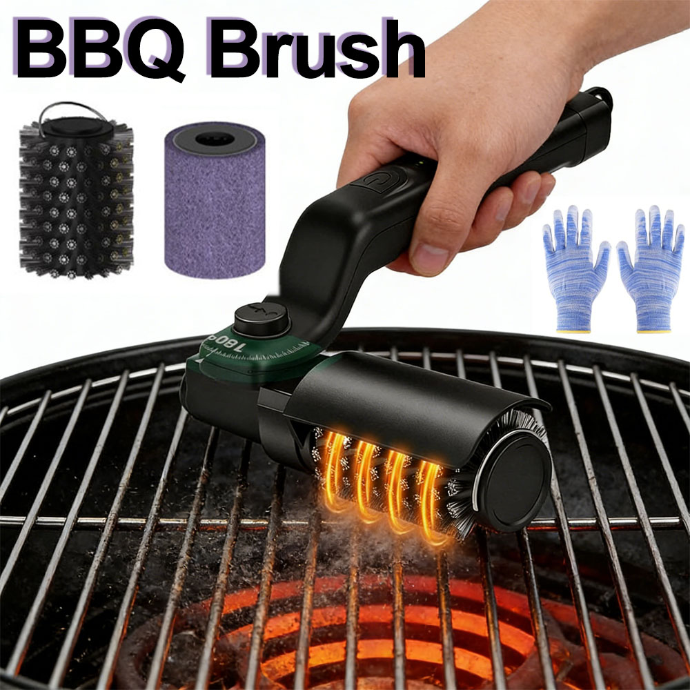 Outdoor Power Brush - แปรงย่างไฟฟ้าแบบชาร์จไฟได้ 3 ระดับความเร็ว แปรงย่างบาร์บีคิวสำหรับตั้งแคมป์ ย่างกลางแจ้ง แปรงทำความสะอาดเตาย่างอัตโนมัติ