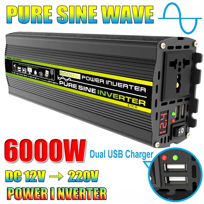 Outdoor Power Transformer - 6000W DC12/24V to AC 220V Pure