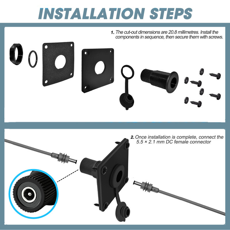 IP65 กันน้ำ DC5521 ซ็อกเก็ตติด - Outdoor Power Jack บทวิจารณ์และราคา