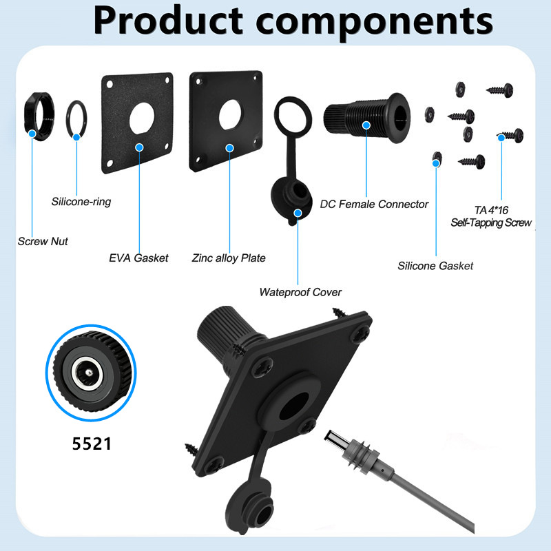 IP65 กันน้ำ DC5521 ซ็อกเก็ตติด - Outdoor Power Jack บทวิจารณ์และราคา