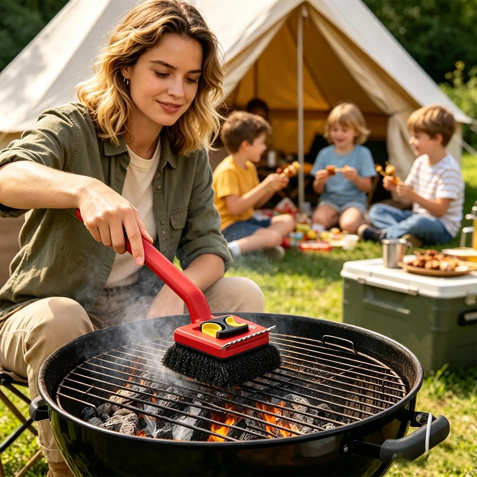 แปรงทำความสะอาดเตาย่างไฟฟ้าด้า - Outdoor Power Brush บทวิจารณ์และราคา