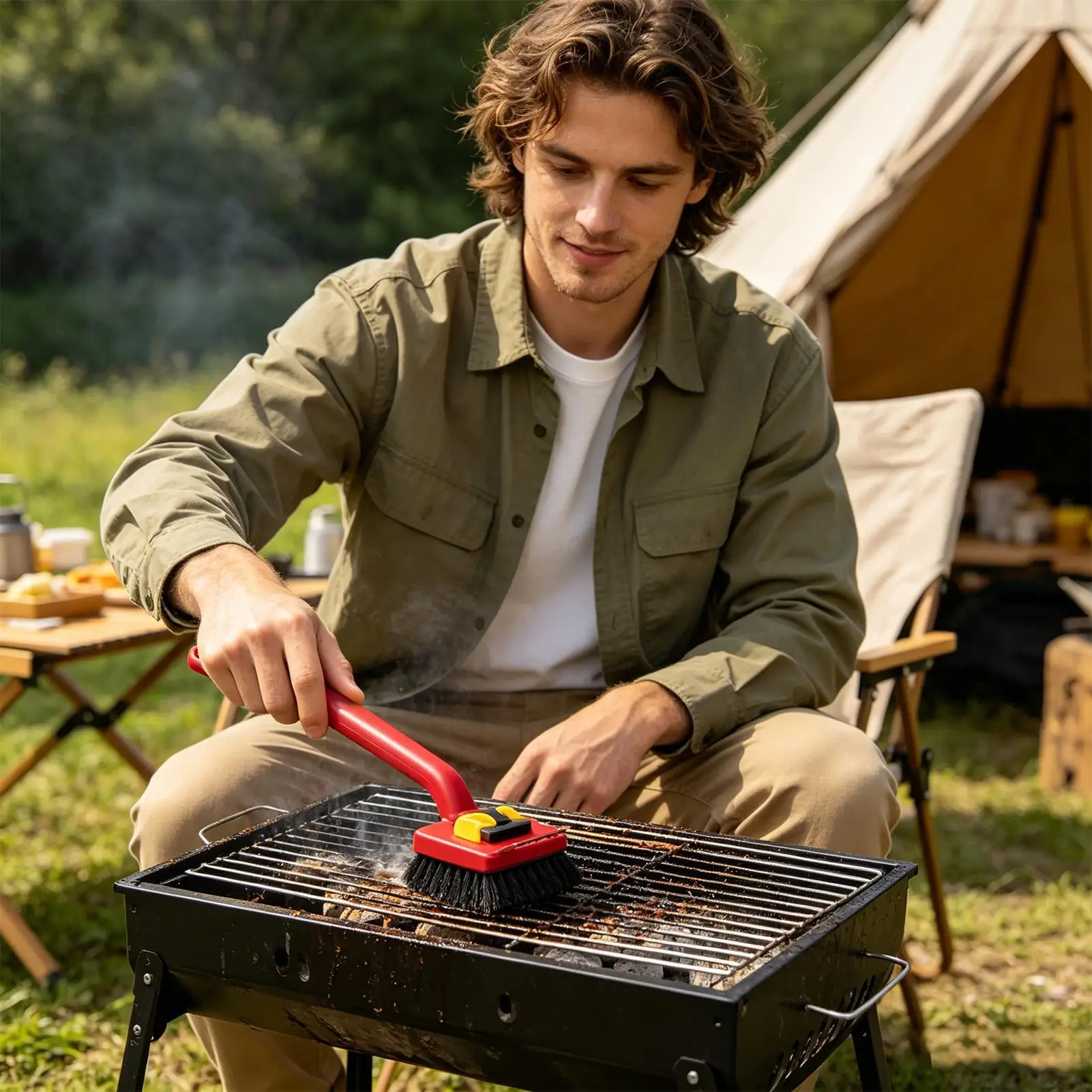 แปรงทำความสะอาดเตาย่างไฟฟ้าด้า - Outdoor Power Brush บทวิจารณ์และราคา