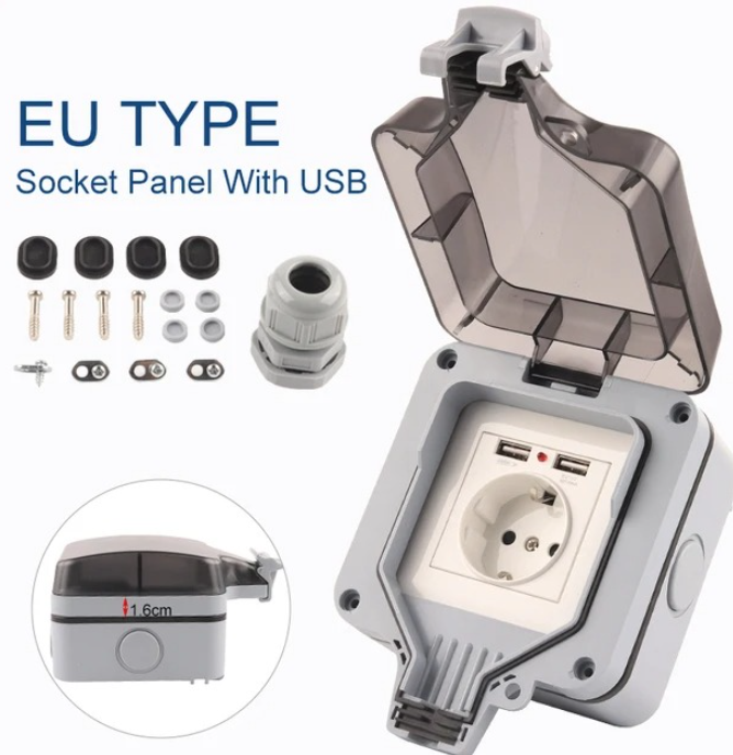 มาตรฐาน IP66 สหภาพยุโรป สไตล์เ - Outdoor Usb Power Outlet บทวิจารณ์และราคา